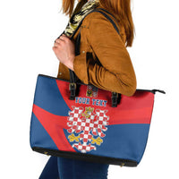 Personalized Coat of Arms of Moravia Leather Tote Bag Gold-crowned White Red Checkered Eagle