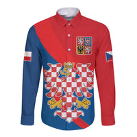 Personalized Coat of Arms of Moravia Long Sleeve Button Shirt Gold-crowned White Red Checkered Eagle