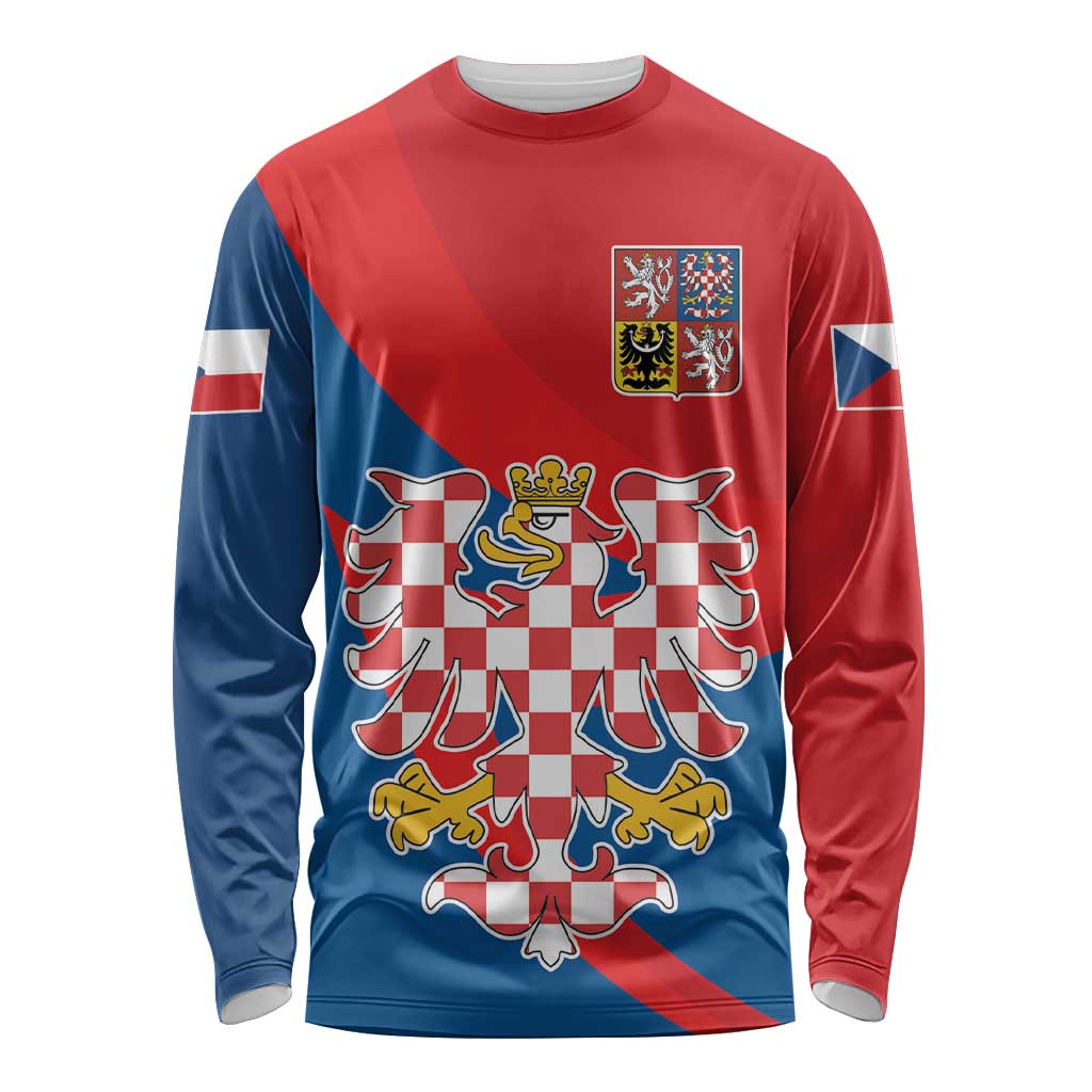 Personalized Coat of Arms of Moravia Long Sleeve Shirt Gold-crowned White Red Checkered Eagle LT17 - Wonder Print Shop