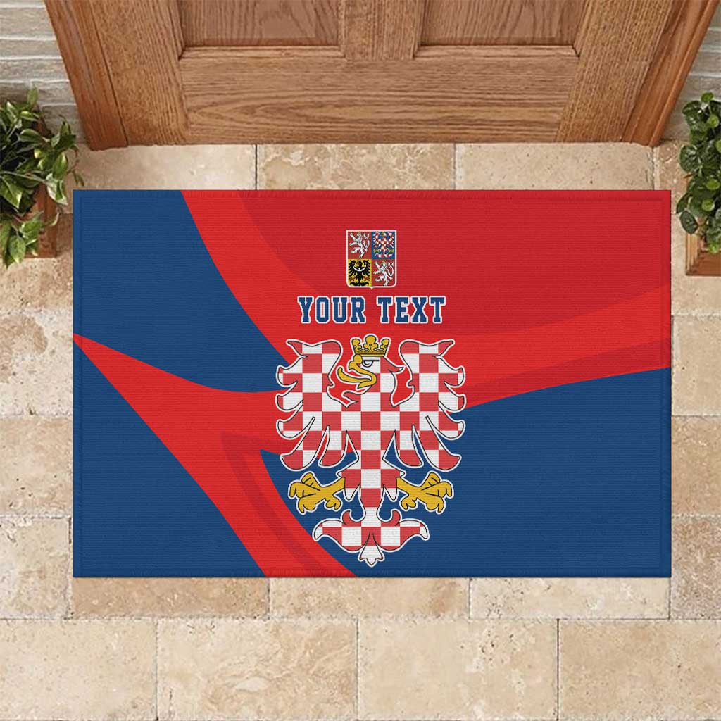 Personalized Coat of Arms of Moravia Rubber Doormat Gold-crowned White Red Checkered Eagle LT17 - Wonder Print Shop