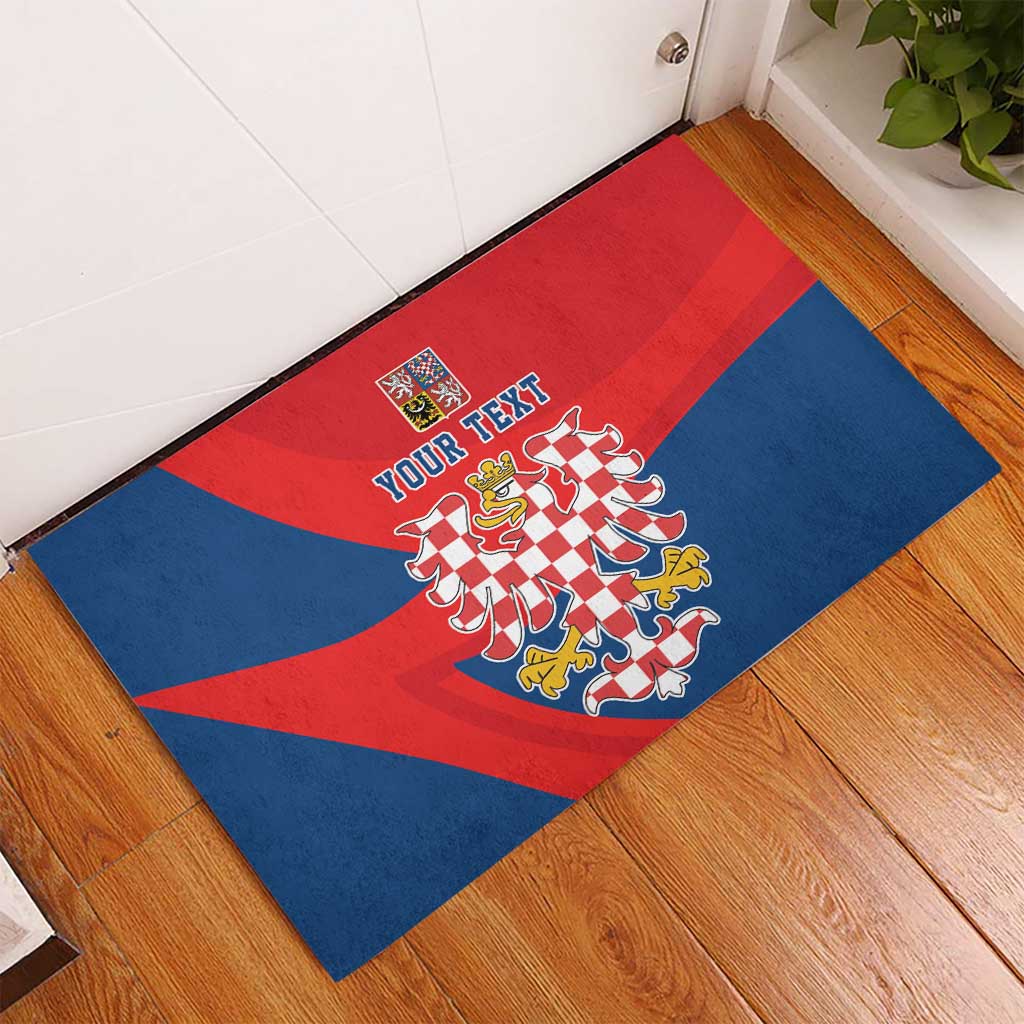 Personalized Coat of Arms of Moravia Rubber Doormat Gold-crowned White Red Checkered Eagle LT17 - Wonder Print Shop