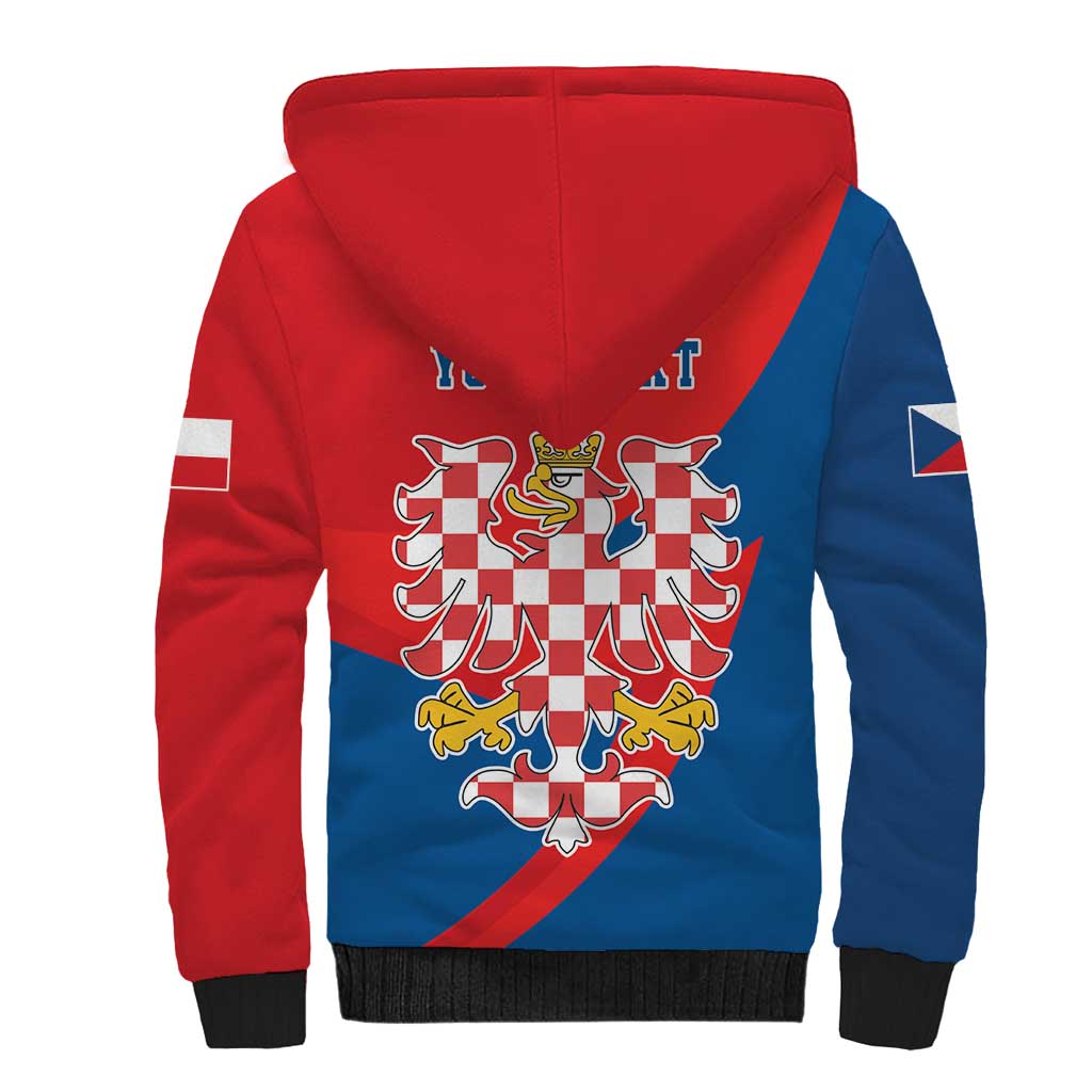 Personalized Coat of Arms of Moravia Sherpa Hoodie Gold-crowned White Red Checkered Eagle LT17 - Wonder Print Shop