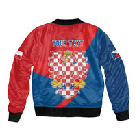 Personalized Coat of Arms of Moravia Sleeve Zip Bomber Jacket Gold-crowned White Red Checkered Eagle LT17 - Wonder Print Shop