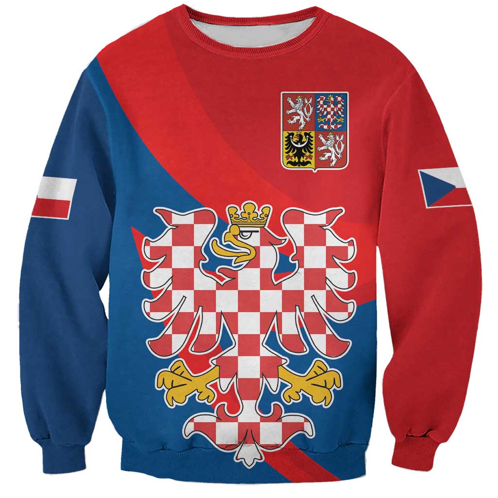 Personalized Coat of Arms of Moravia Sweatshirt Gold-crowned White Red Checkered Eagle LT17 - Wonder Print Shop