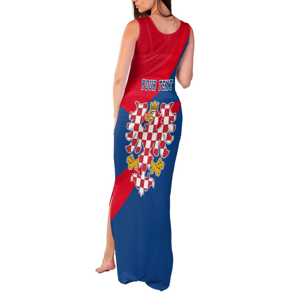Personalized Coat of Arms of Moravia Tank Maxi Dress Gold-crowned White Red Checkered Eagle LT17 - Wonder Print Shop
