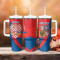 Personalized Coat of arms of Moravia Tumbler With Handle Gold-crowned White Red Checkered Eagle LT17 - Wonder Print Shop