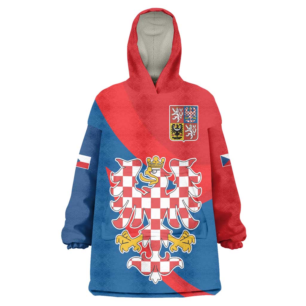 Personalized Coat of Arms of Moravia Wearable Blanket Hoodie Gold-crowned White Red Checkered Eagle LT17 - Wonder Print Shop