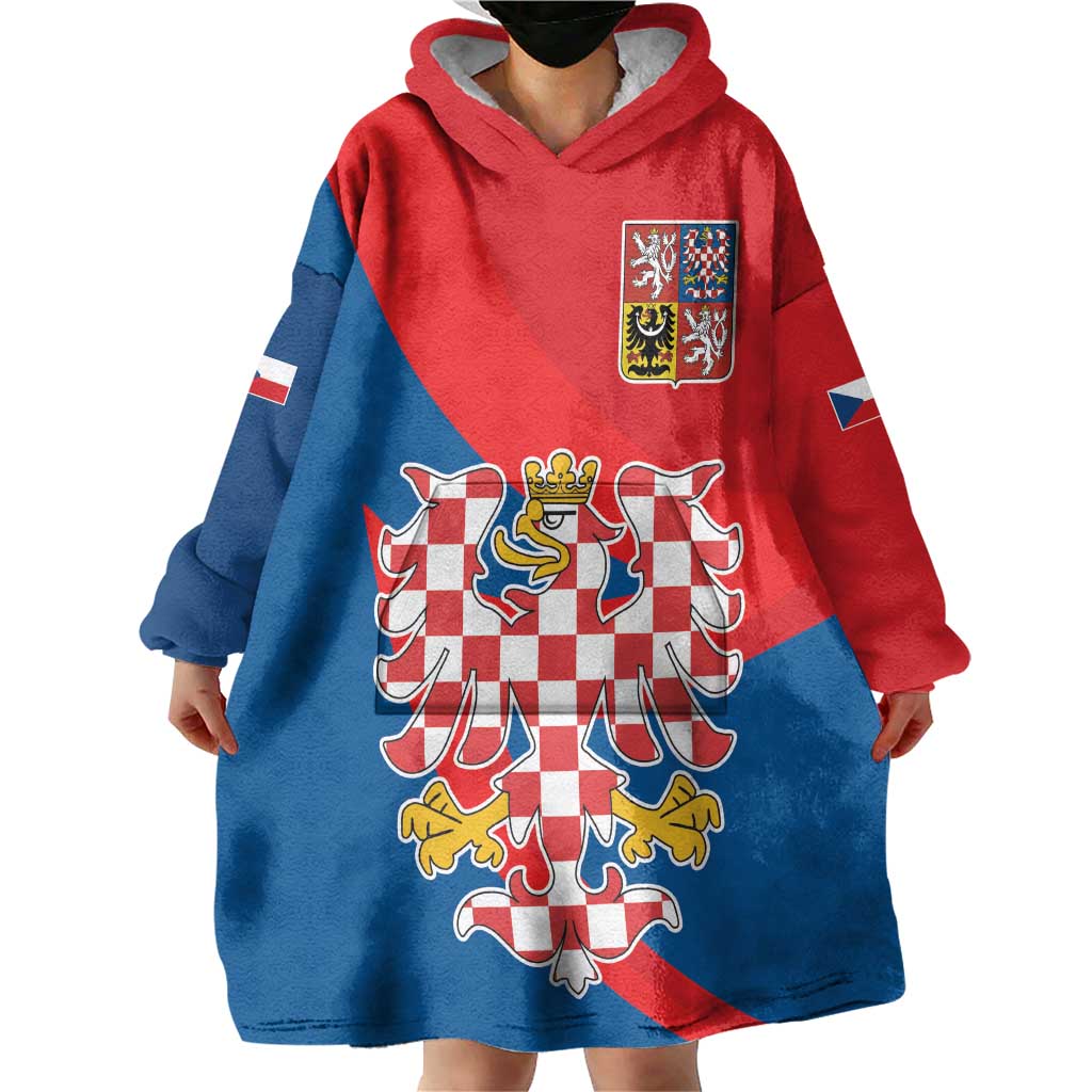 Personalized Coat of Arms of Moravia Wearable Blanket Hoodie Gold-crowned White Red Checkered Eagle LT17 - Wonder Print Shop