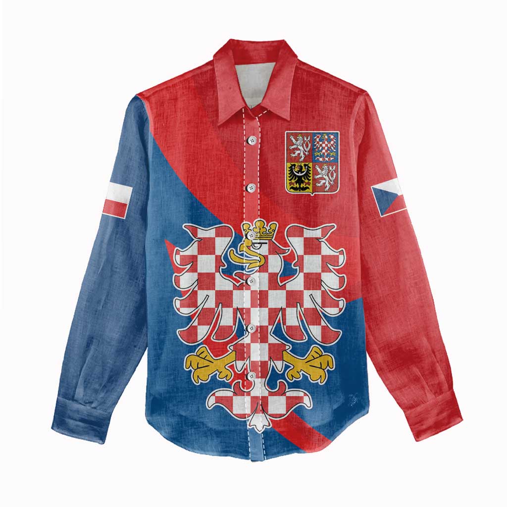 Personalized Coat of Arms of Moravia Women Casual Shirt Gold-crowned White Red Checkered Eagle LT17 - Wonder Print Shop