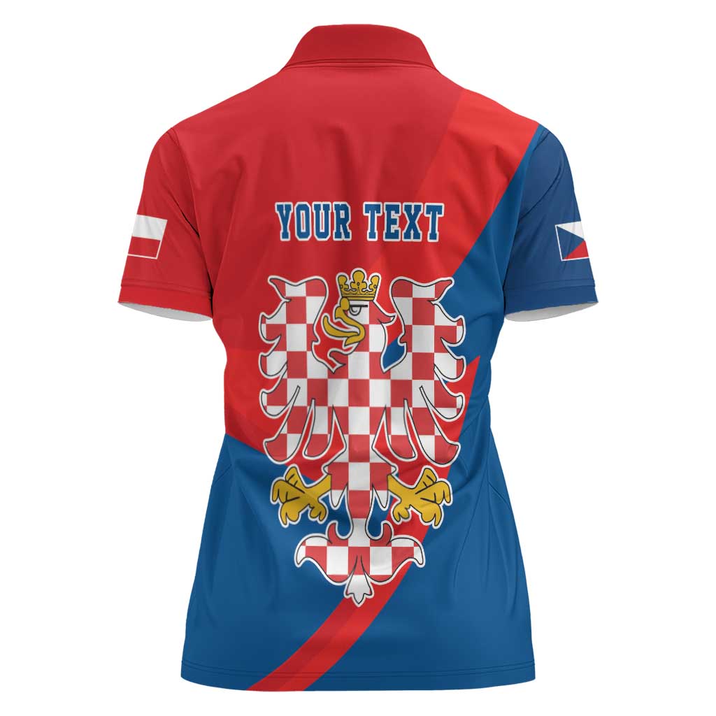 Personalized Coat of Arms of Moravia Women Polo Shirt Gold-crowned White Red Checkered Eagle LT17 - Wonder Print Shop