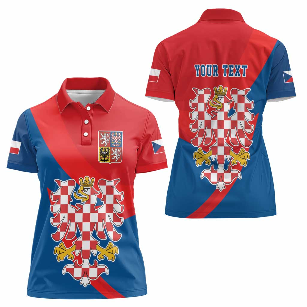 Personalized Coat of Arms of Moravia Women Polo Shirt Gold-crowned White Red Checkered Eagle LT17 - Wonder Print Shop