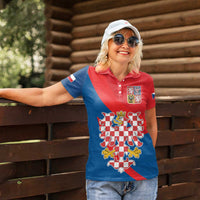 Personalized Coat of Arms of Moravia Women Polo Shirt Gold-crowned White Red Checkered Eagle LT17 - Wonder Print Shop