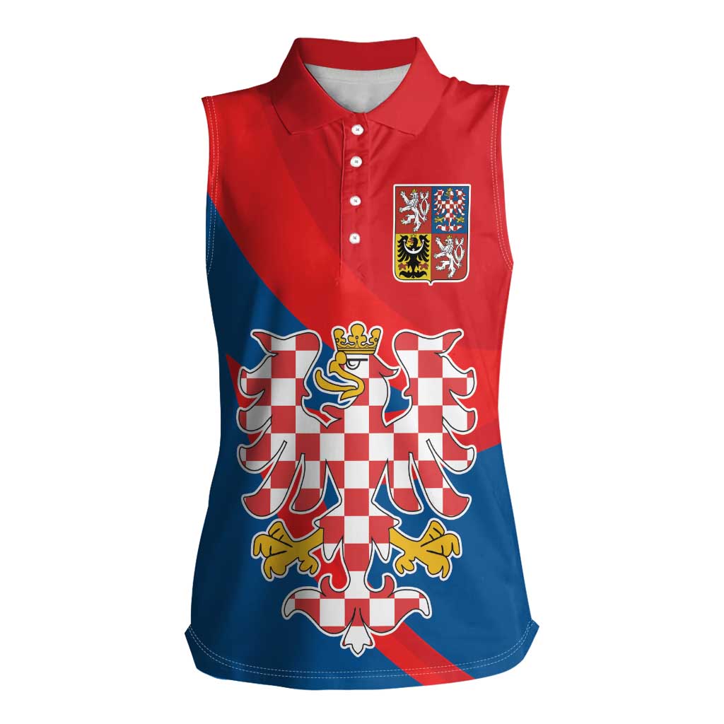 Personalized Coat of Arms of Moravia Women Sleeveless Polo Shirt Gold-crowned White Red Checkered Eagle LT17 - Wonder Print Shop