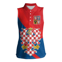 Personalized Coat of Arms of Moravia Women Sleeveless Polo Shirt Gold-crowned White Red Checkered Eagle LT17 - Wonder Print Shop