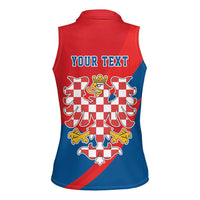 Personalized Coat of Arms of Moravia Women Sleeveless Polo Shirt Gold-crowned White Red Checkered Eagle LT17 - Wonder Print Shop
