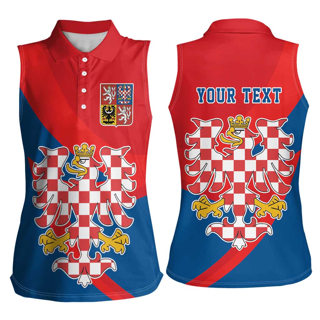 Personalized Coat of Arms of Moravia Women Sleeveless Polo Shirt Gold-crowned White Red Checkered Eagle LT17 - Wonder Print Shop