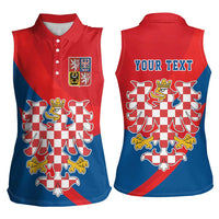 Personalized Coat of Arms of Moravia Women Sleeveless Polo Shirt Gold-crowned White Red Checkered Eagle LT17 - Wonder Print Shop