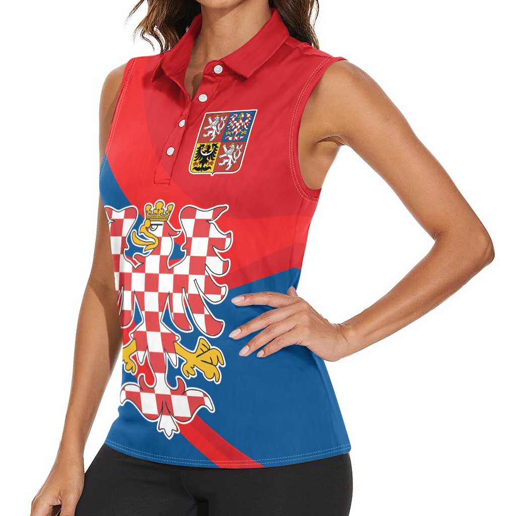Personalized Coat of Arms of Moravia Women Sleeveless Polo Shirt Gold-crowned White Red Checkered Eagle LT17 - Wonder Print Shop