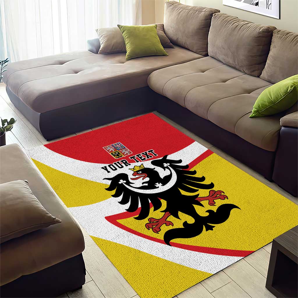 Personalized Coat of Arms of Silesia Area Rug Black Eagle with Silver Crescent