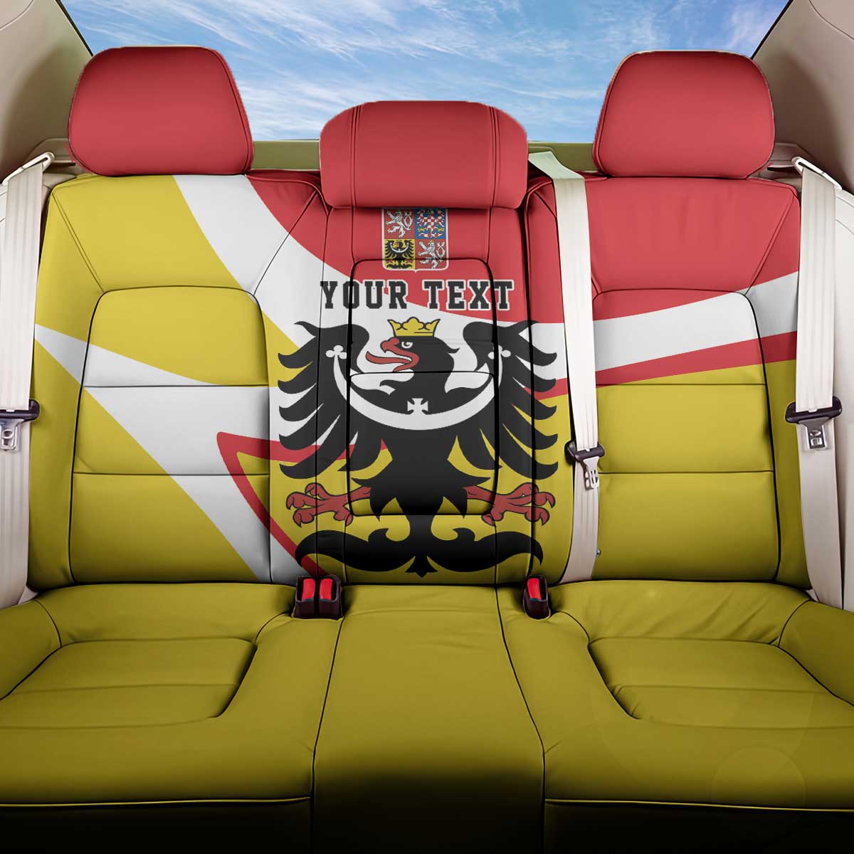 Personalized Coat of Arms of Silesia Back Car Seat Cover Black Eagle with Silver Crescent