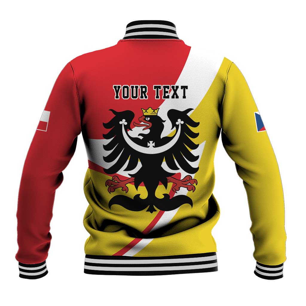 Personalized Coat of Arms of Silesia Baseball Jacket Black Eagle with Silver Crescent