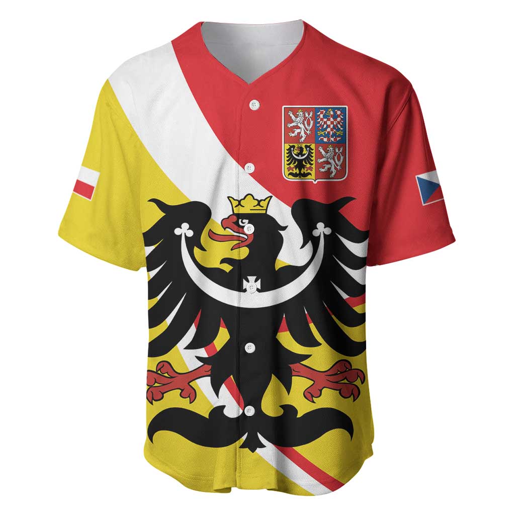 Personalized Coat of Arms of Silesia Baseball Jersey Black Eagle with Silver Crescent