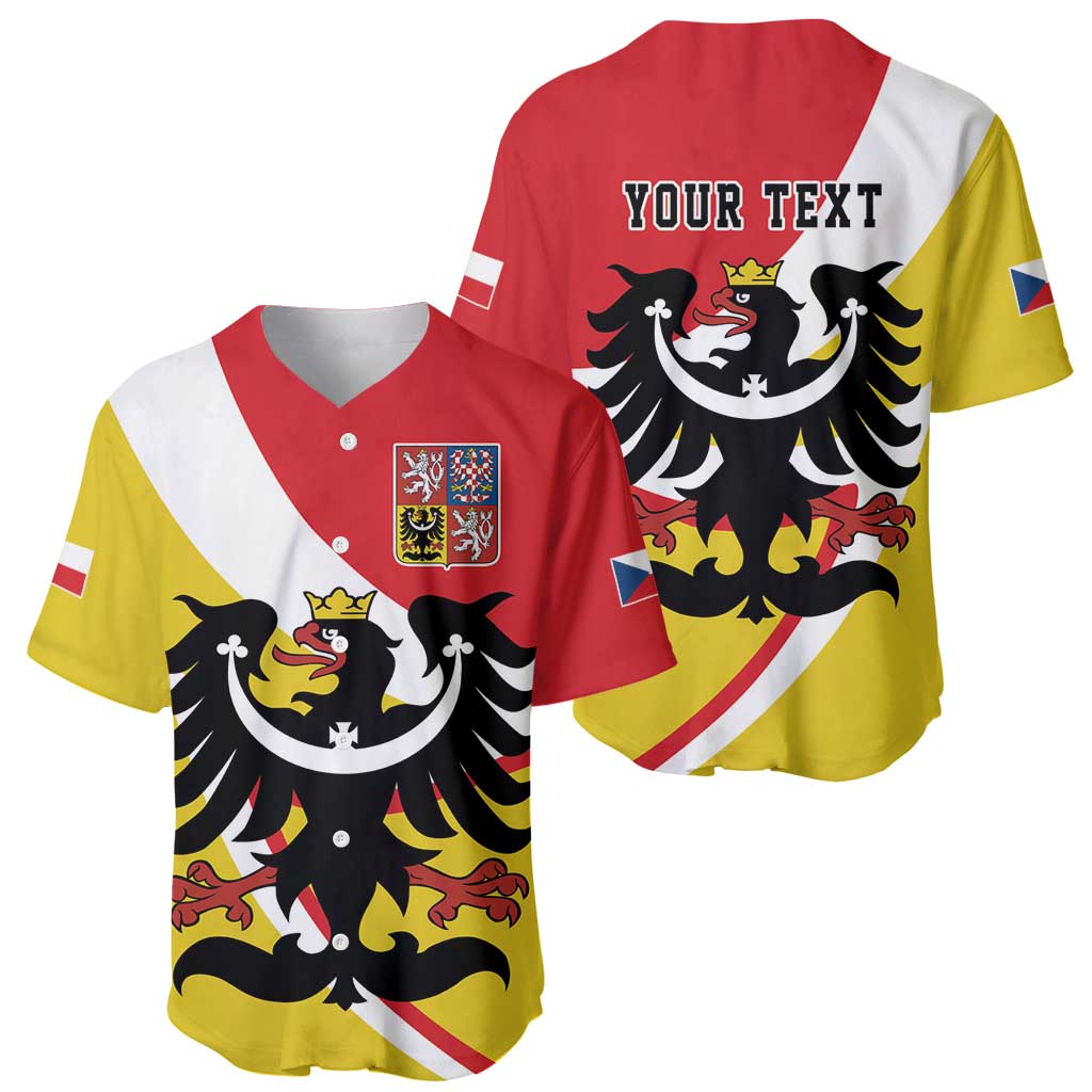 Personalized Coat of Arms of Silesia Baseball Jersey Black Eagle with Silver Crescent