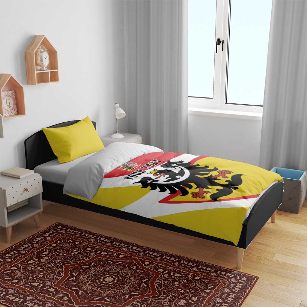 Personalized Coat of Arms of Silesia Bedding Set Black Eagle with Silver Crescent