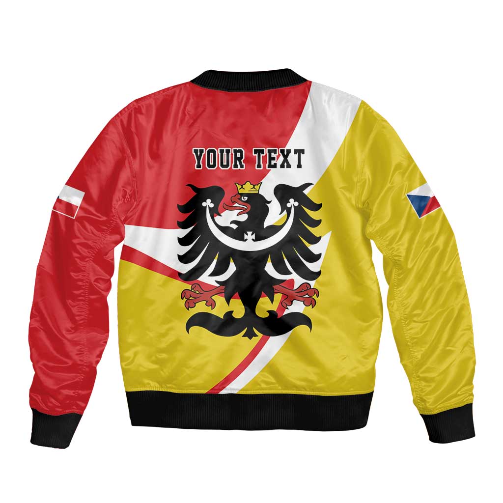 Personalized Coat of Arms of Silesia Bomber Jacket Black Eagle with Silver Crescent