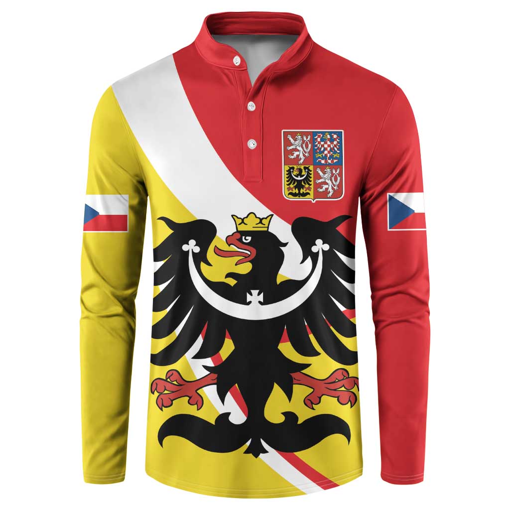 Personalized Coat of Arms of Silesia Button Sweatshirt Black Eagle with Silver Crescent