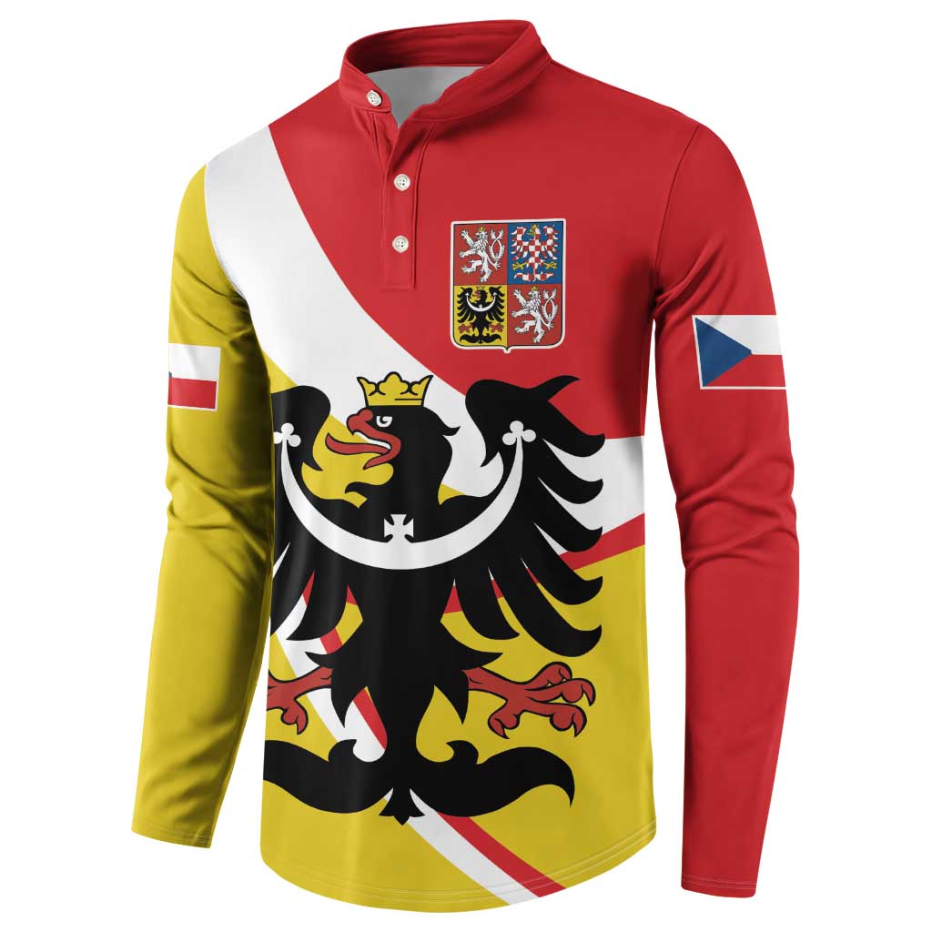 Personalized Coat of Arms of Silesia Button Sweatshirt Black Eagle with Silver Crescent