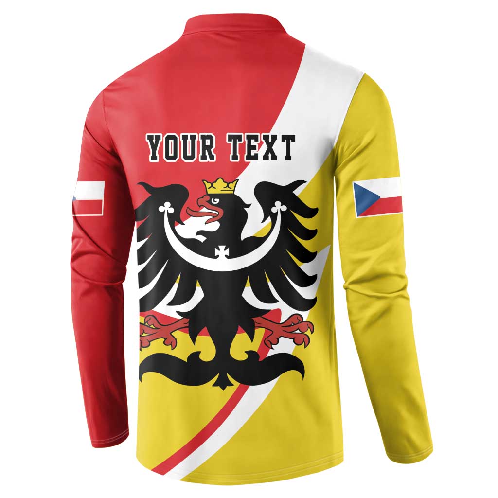 Personalized Coat of Arms of Silesia Button Sweatshirt Black Eagle with Silver Crescent