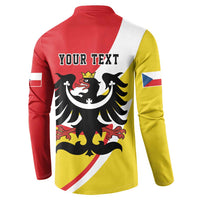 Personalized Coat of Arms of Silesia Button Sweatshirt Black Eagle with Silver Crescent