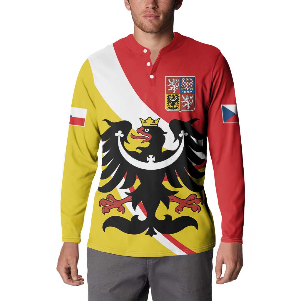 Personalized Coat of Arms of Silesia Button Sweatshirt Black Eagle with Silver Crescent