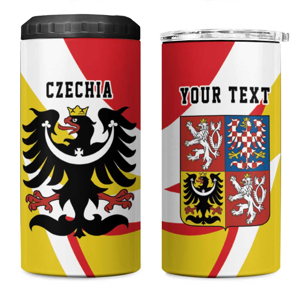 Personalized Coat of arms of Silesia 4 in 1 Can Cooler Tumbler Black Eagle with Silver Crescent