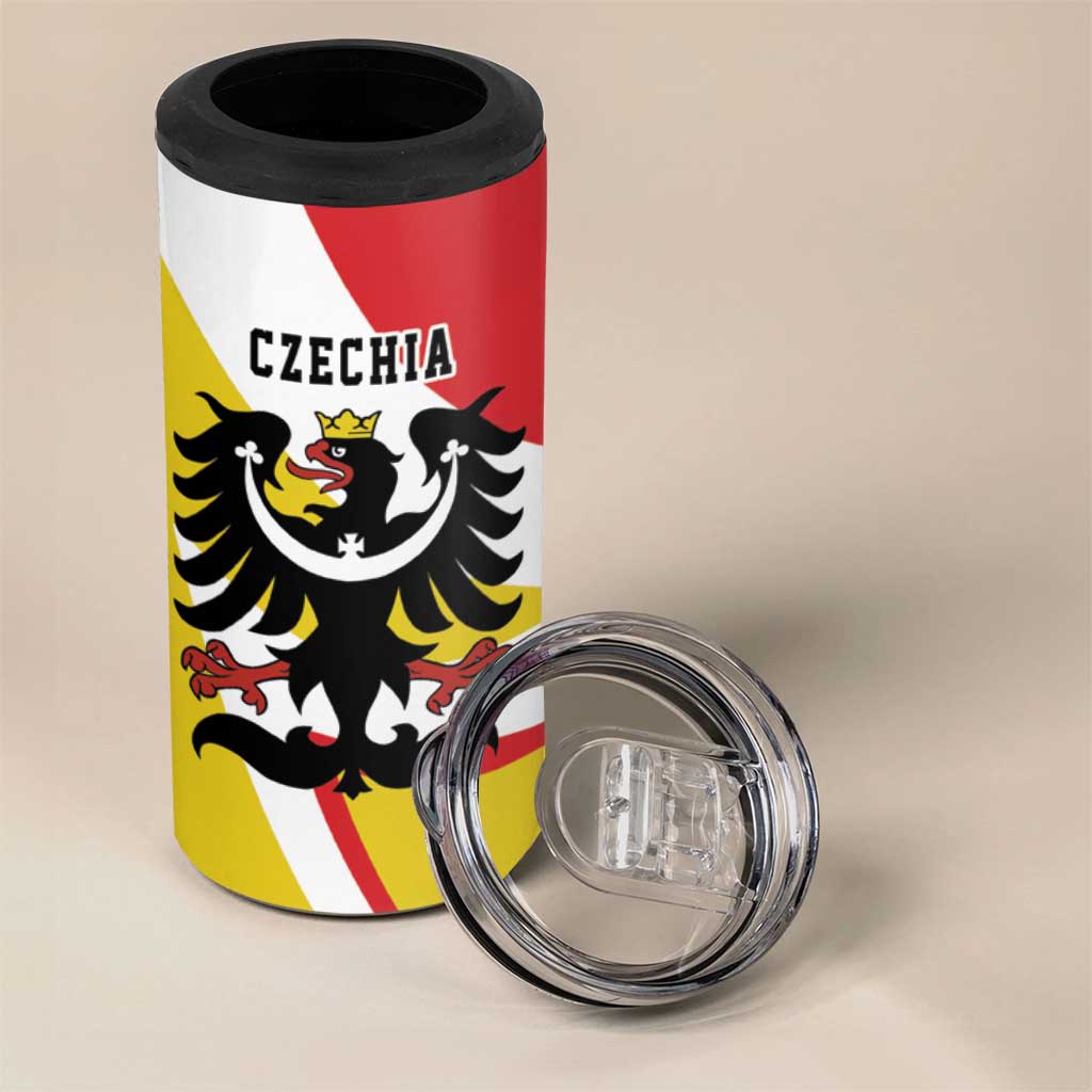 Personalized Coat of arms of Silesia 4 in 1 Can Cooler Tumbler Black Eagle with Silver Crescent