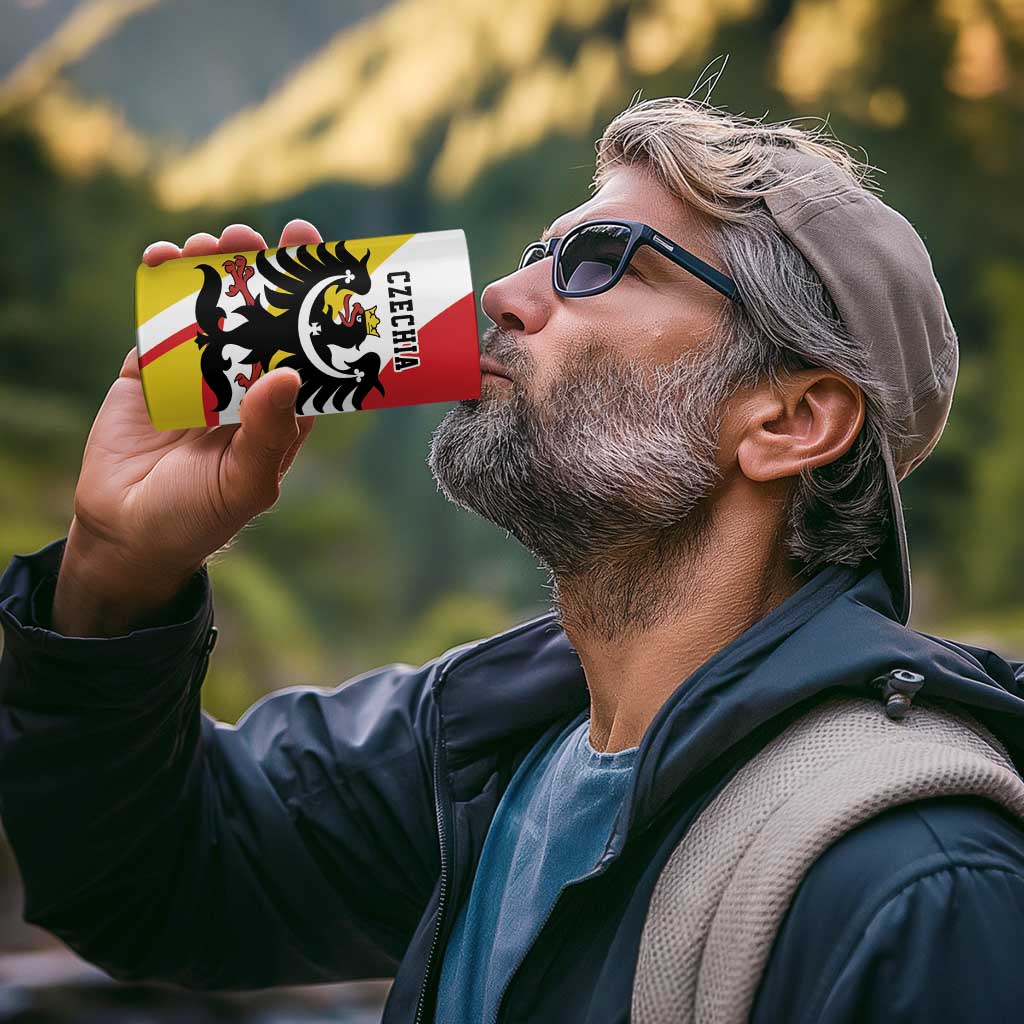 Personalized Coat of arms of Silesia 4 in 1 Can Cooler Tumbler Black Eagle with Silver Crescent