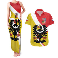 Personalized Coat of Arms of Silesia Couples Matching Tank Maxi Dress and Hawaiian Shirt Black Eagle with Silver Crescent