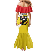 Personalized Coat of Arms of Silesia Family Matching Mermaid Dress and Hawaiian Shirt Black Eagle with Silver Crescent