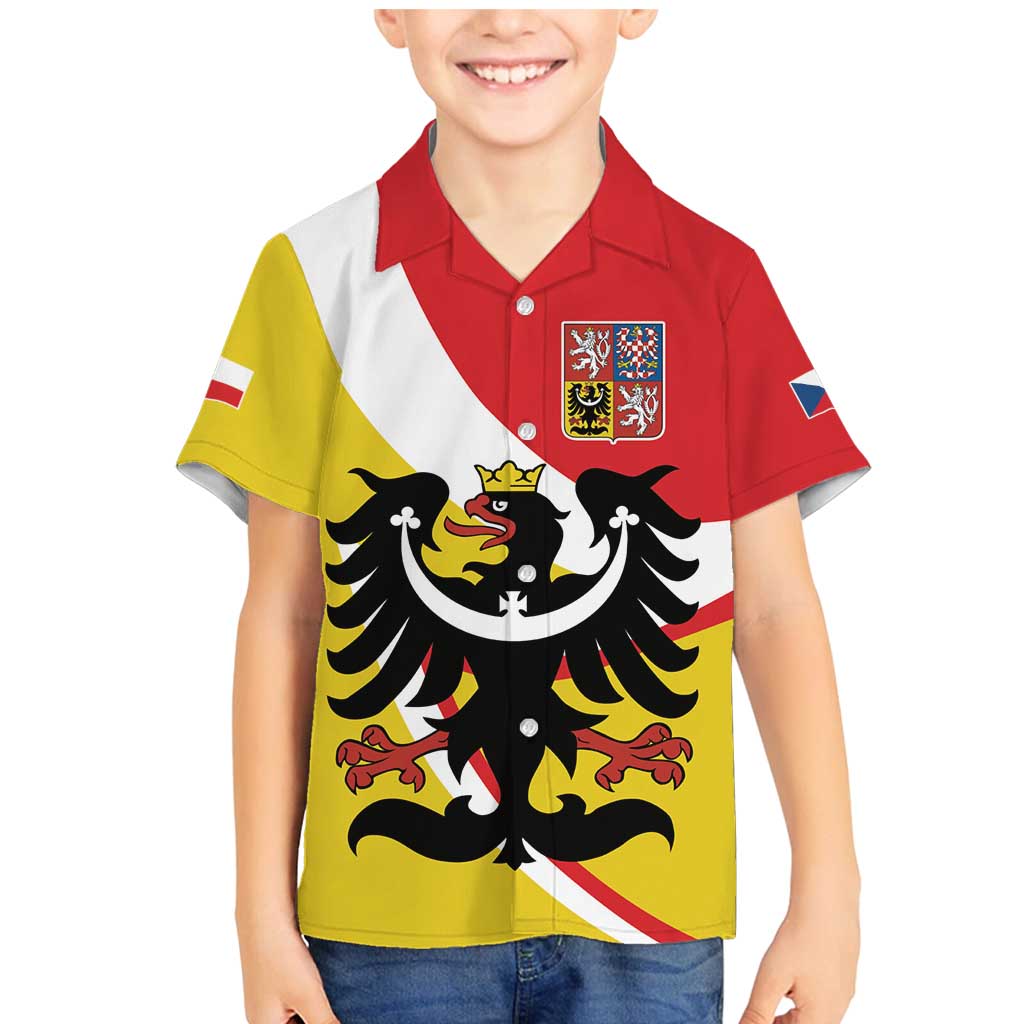 Personalized Coat of Arms of Silesia Family Matching Mermaid Dress and Hawaiian Shirt Black Eagle with Silver Crescent