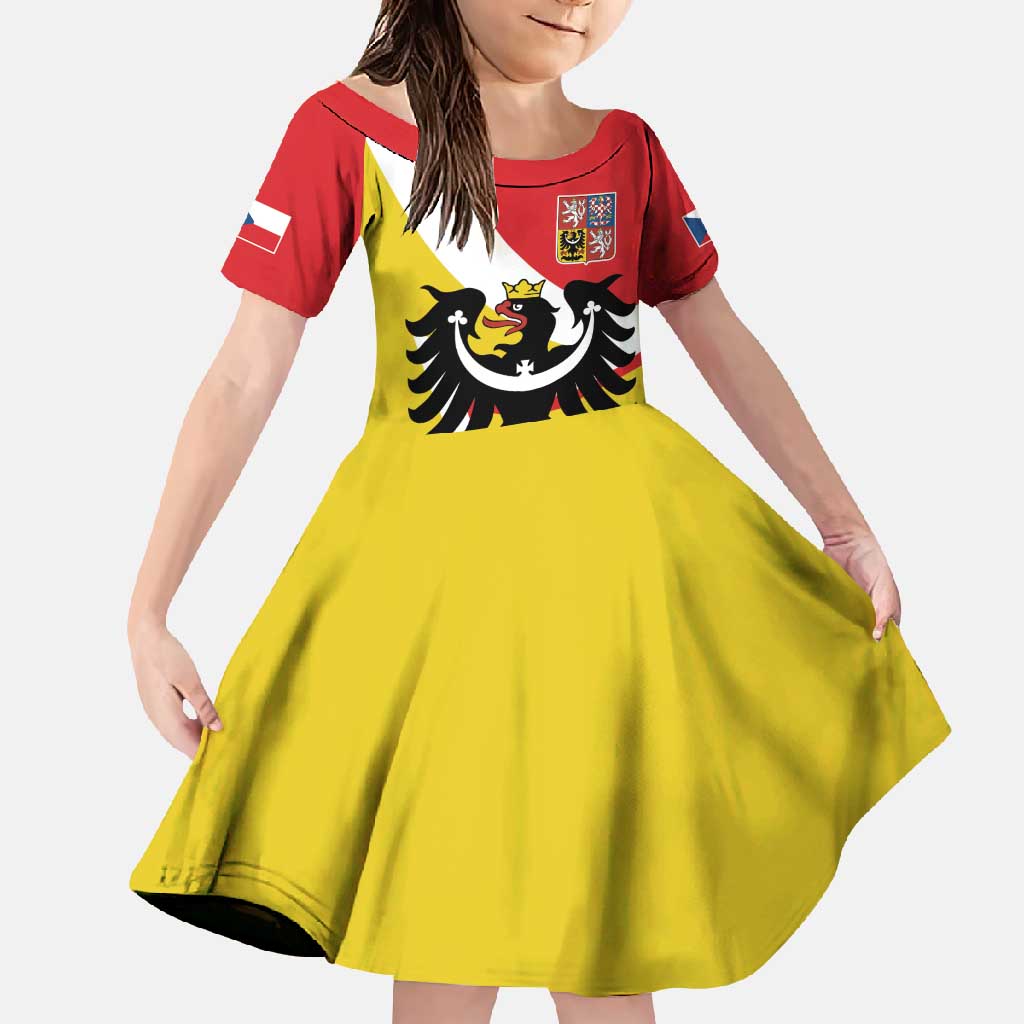 Personalized Coat of Arms of Silesia Family Matching Off Shoulder Maxi Dress and Hawaiian Shirt Black Eagle with Silver Crescent