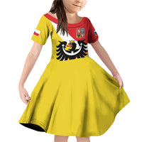 Personalized Coat of Arms of Silesia Family Matching Off Shoulder Short Dress and Hawaiian Shirt Black Eagle with Silver Crescent