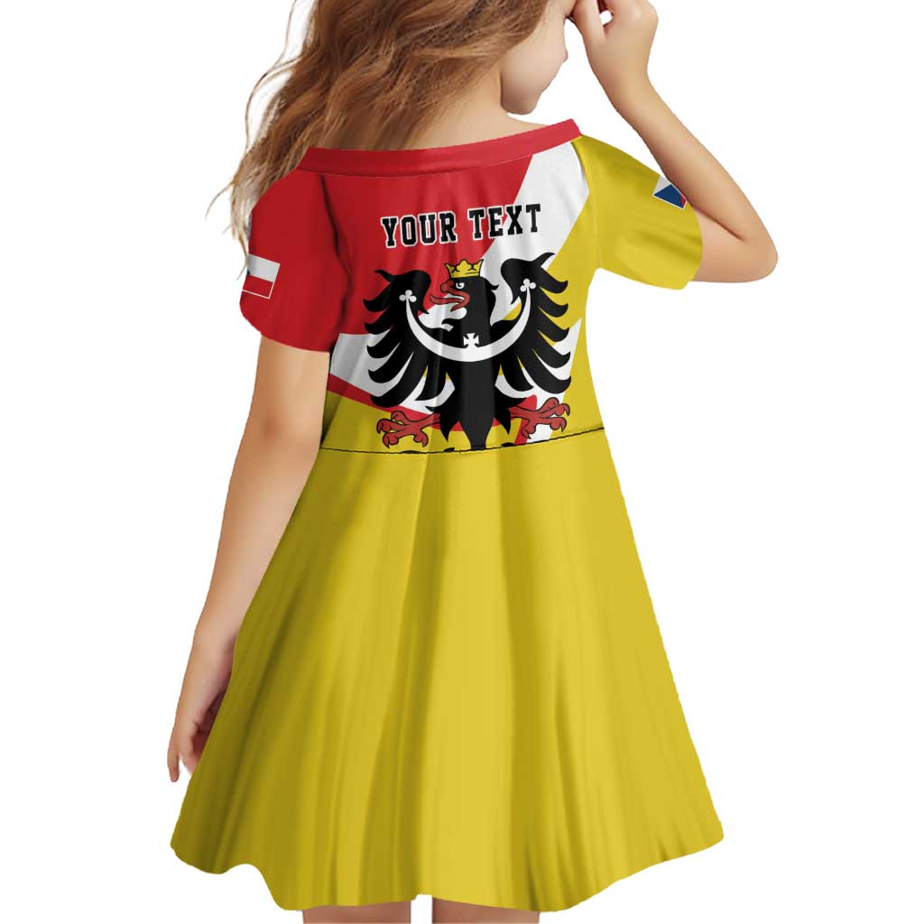 Personalized Coat of Arms of Silesia Family Matching Off Shoulder Short Dress and Hawaiian Shirt Black Eagle with Silver Crescent