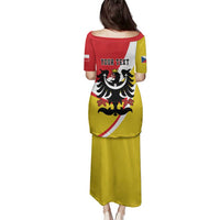 Personalized Coat of Arms of Silesia Family Matching Puletasi and Hawaiian Shirt Black Eagle with Silver Crescent