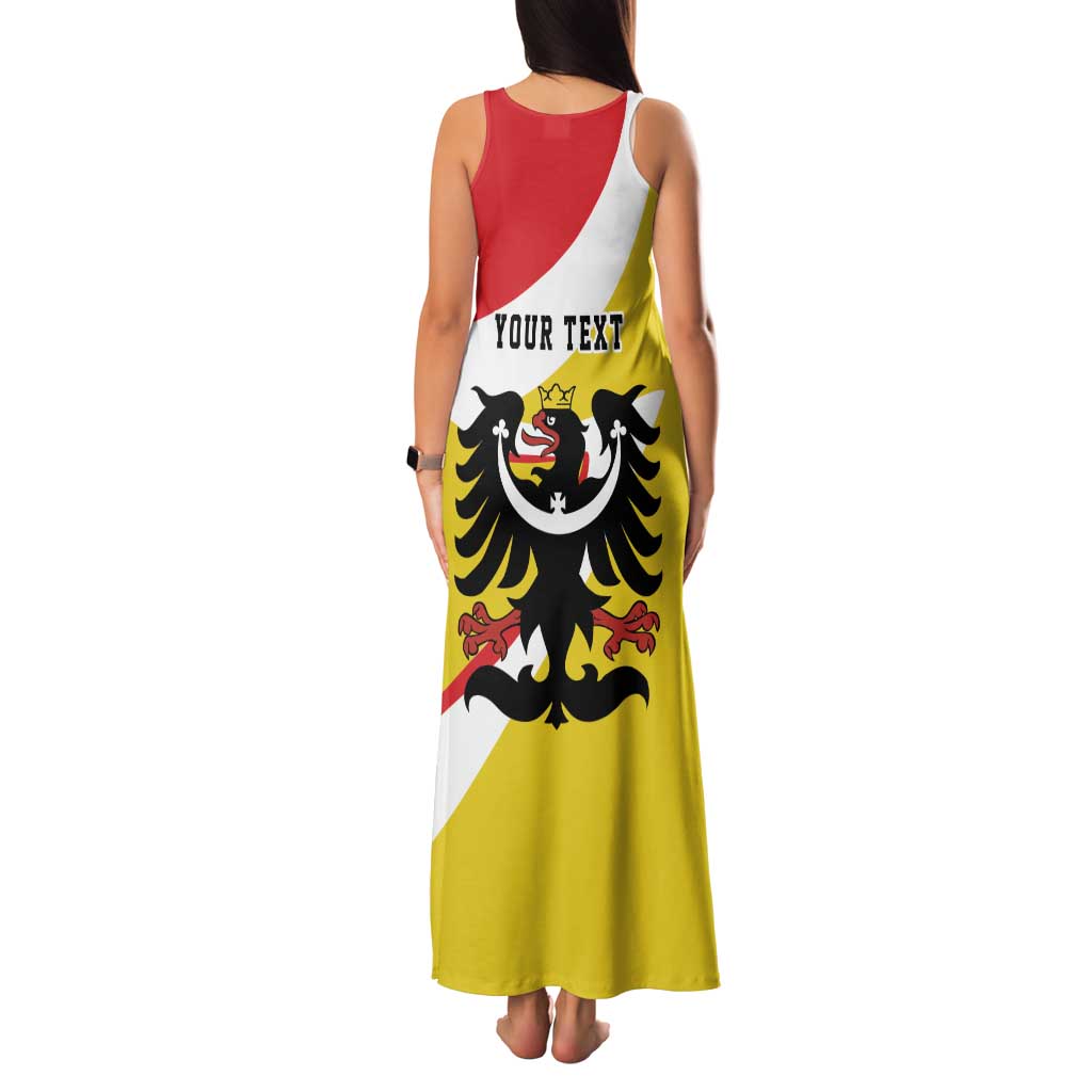 Personalized Coat of Arms of Silesia Family Matching Tank Maxi Dress and Hawaiian Shirt Black Eagle with Silver Crescent