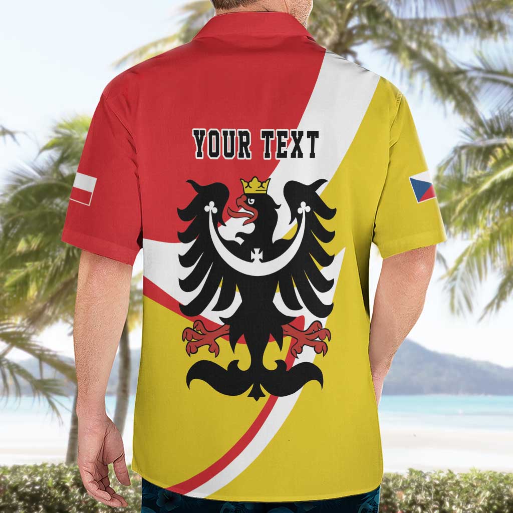 Personalized Coat of Arms of Silesia Hawaiian Shirt Black Eagle with Silver Crescent