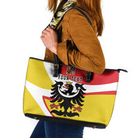 Personalized Coat of Arms of Silesia Leather Tote Bag Black Eagle with Silver Crescent