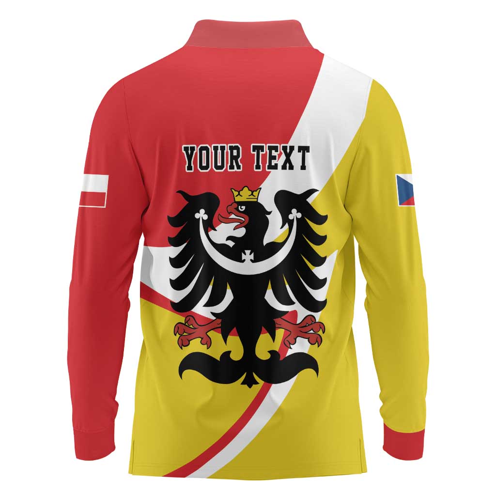 Personalized Coat of Arms of Silesia Long Sleeve Polo Shirt Black Eagle with Silver Crescent LT17 - Wonder Print Shop
