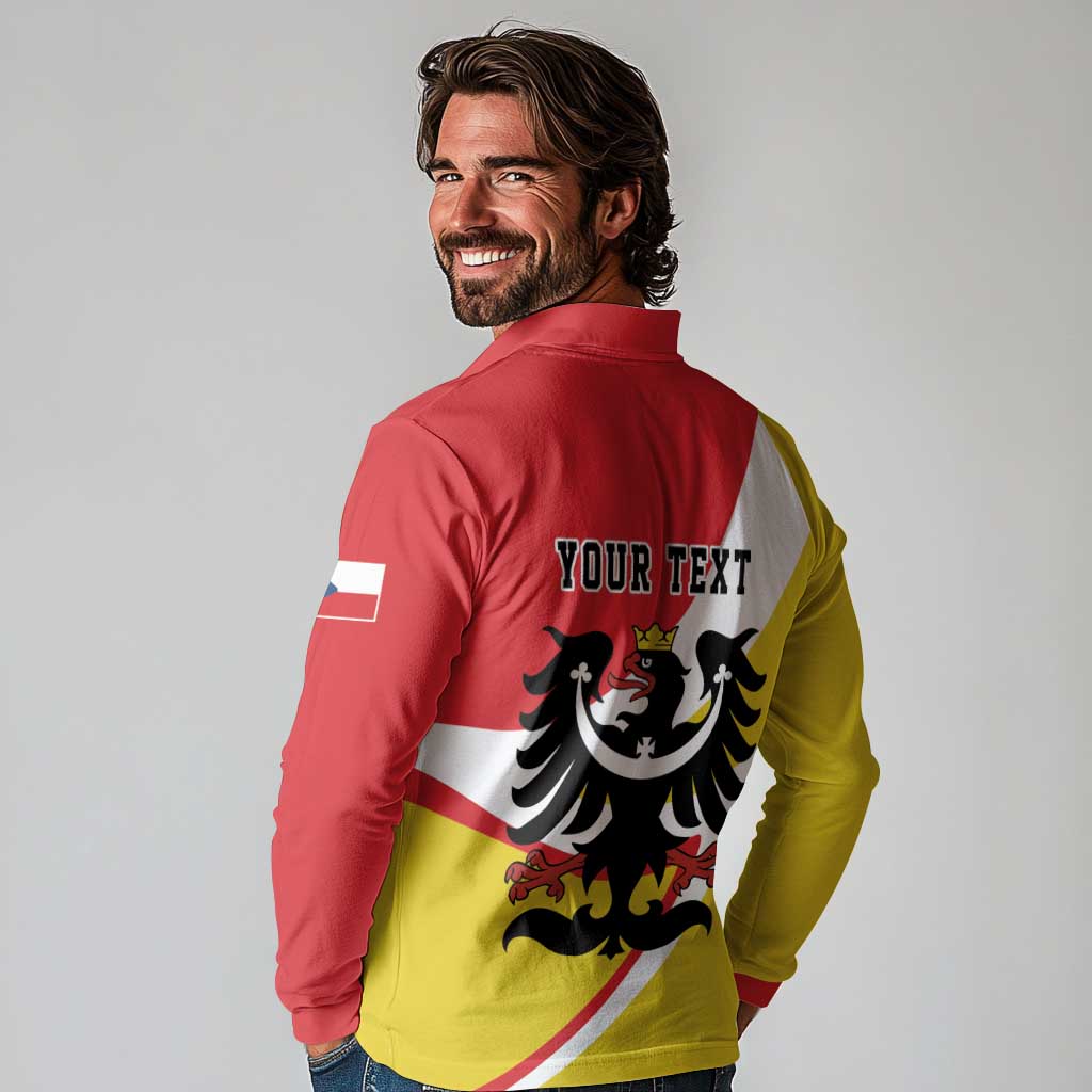 Personalized Coat of Arms of Silesia Long Sleeve Polo Shirt Black Eagle with Silver Crescent LT17 - Wonder Print Shop