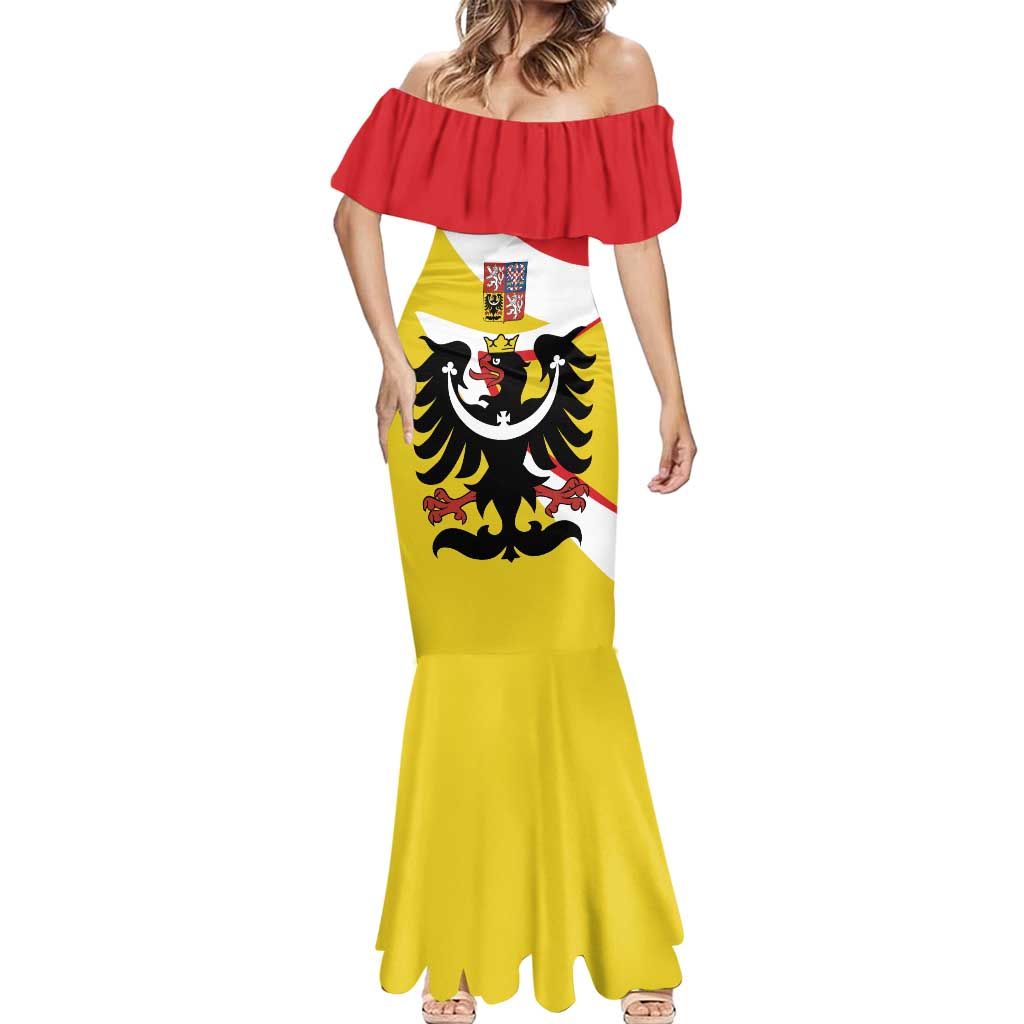 Personalized Coat of Arms of Silesia Mermaid Dress Black Eagle with Silver Crescent LT17 - Wonder Print Shop